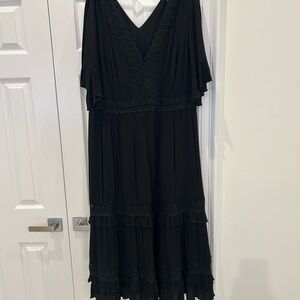 City Chic Black Ruffle Midi Dress